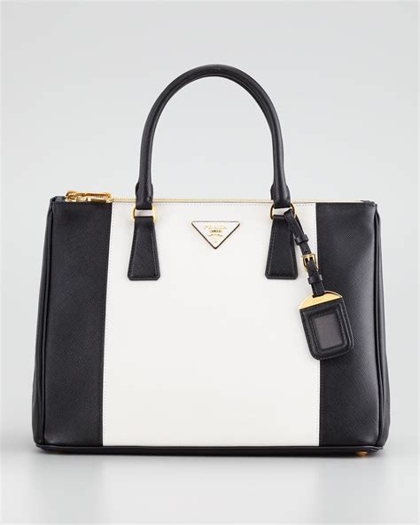 prada black white handbag|prada black saffiano bag.